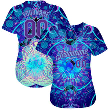 Загрузить изображение в средство просмотра галереи, Custom 3D Pattern Design Magic Girl Sitting And Meditation In Lotus Position Over Geometry Psychedelic Hallucination Authentic Baseball Jersey