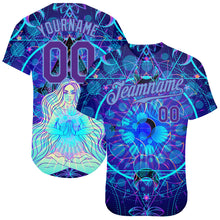 Загрузить изображение в средство просмотра галереи, Custom 3D Pattern Design Magic Girl Sitting And Meditation In Lotus Position Over Geometry Psychedelic Hallucination Authentic Baseball Jersey