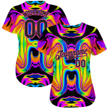 Загрузить изображение в средство просмотра галереи, Custom 3D Pattern Design Abstract Iridescent Psychedelic Swirl Fluid Art Authentic Baseball Jersey