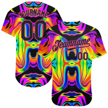 Загрузить изображение в средство просмотра галереи, Custom 3D Pattern Design Abstract Iridescent Psychedelic Swirl Fluid Art Authentic Baseball Jersey