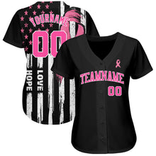 Laden Sie das Bild in den Galerie-Viewer, Custom 3D American Flag With Pink Ribbon Breast Cancer Awareness Month Women Health Care Support Authentic Baseball Jersey