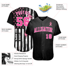 Laden Sie das Bild in den Galerie-Viewer, Custom 3D American Flag With Pink Ribbon Breast Cancer Awareness Month Women Health Care Support Authentic Baseball Jersey