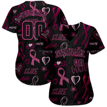 Загрузить изображение в средство просмотра галереи, Custom 3D Pink Ribbon Breast Cancer Awareness Month Women Health Care Support Authentic Baseball Jersey