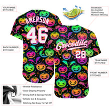 Load image into Gallery viewer, Custom 3D Pattern Bright Multicolored Halloween Pumpkins And Bats Authentic Baseball Jersey