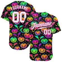 Load image into Gallery viewer, Custom 3D Pattern Bright Multicolored Halloween Pumpkins And Bats Authentic Baseball Jersey