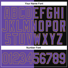 Load image into Gallery viewer, Custom Stitched Black Purple-Old Gold 3D Pattern Scary Faces Of Halloween Pumpkin Sports Pullover Sweatshirt Salute To Service Hoodie