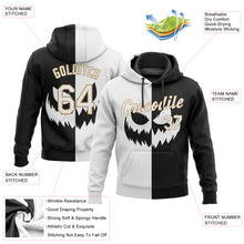 Загрузить изображение в средство просмотра галереи, Custom Stitched Black White-Old Gold 3D Pattern Scary Faces Of Halloween Pumpkin Sports Pullover Sweatshirt Salute To Service Hoodie