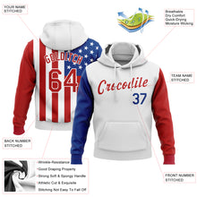 Laden Sie das Bild in den Galerie-Viewer, Custom Stitched White Red-Royal 3D American Flag Fashion Sports Pullover Sweatshirt Hoodie