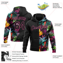 Загрузить изображение в средство просмотра галереи, Custom Stitched Black Black-Pink 3D Pattern Design Tropical Palm Leaves Sports Pullover Sweatshirt Hoodie