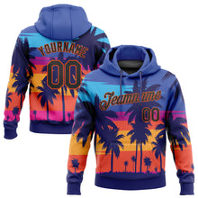 Загрузить изображение в средство просмотра галереи, Custom Stitched Royal Black-Orange 3D Pattern Design Palm Trees Sports Pullover Sweatshirt Hoodie