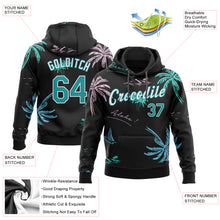 Загрузить изображение в средство просмотра галереи, Custom Stitched Black Aqua-White 3D Pattern Design Hawaii Palm Trees Sports Pullover Sweatshirt Hoodie