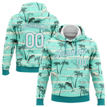 Загрузить изображение в средство просмотра галереи, Custom Stitched Aqua White 3D Pattern Design Hawaii Palm Trees Sports Pullover Sweatshirt Hoodie