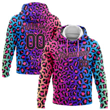 Загрузить изображение в средство просмотра галереи, Custom Stitched Purple Black-Pink 3D Pattern Design Leopard Sports Pullover Sweatshirt Hoodie