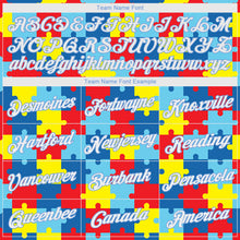 Загрузить изображение в средство просмотра галереи, Custom Stitched Autism Awareness Puzzle Pieces White-Light Blue 3D Pattern Design Sports Pullover Sweatshirt Hoodie