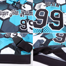 Загрузить изображение в средство просмотра галереи, Custom Stitched Aqua Black-White 3D Pattern Design Sports Pullover Sweatshirt Hoodie