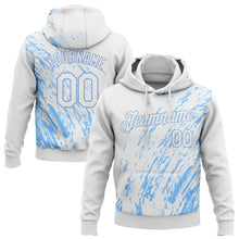 Laden Sie das Bild in den Galerie-Viewer, Custom Stitched White White-Light Blue 3D Pattern Design Sports Pullover Sweatshirt Hoodie