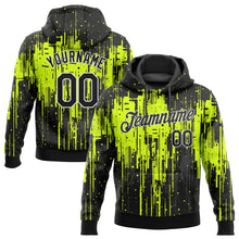 Загрузить изображение в средство просмотра галереи, Custom Stitched Neon Green Black-White 3D Pattern Design Dripping Splatter Art Sports Pullover Sweatshirt Hoodie