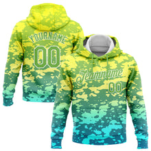 Load image into Gallery viewer, Custom Stitched Gold Neon Green-White 3D Pattern Design Gradient Abstract Sports Pullover Sweatshirt Hoodie