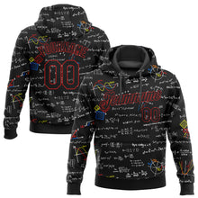 Load image into Gallery viewer, Custom Stitched Black Black Red-White 3D Pattern Design Math Sports Pullover Sweatshirt Hoodie