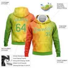 Load image into Gallery viewer, Custom Stitched Gold Neon Green Orange-White 3D Pattern Design Abstract Reggae Geometric Sports Pullover Sweatshirt Hoodie