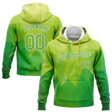 Laden Sie das Bild in den Galerie-Viewer, Custom Stitched Kelly Green Neon Green-White 3D Pattern Design Abstract Warm Geometric Pattern Sports Pullover Sweatshirt Hoodie