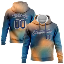 Загрузить изображение в средство просмотра галереи, Custom Stitched Gold Navy Light Blue-White 3D Pattern Design Sports Pullover Sweatshirt Hoodie