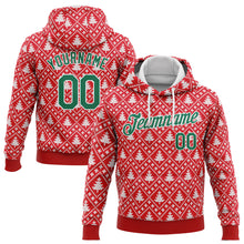 Загрузить изображение в средство просмотра галереи, Custom Stitched Red Kelly Green-White 3D Christmas Trees Sports Pullover Sweatshirt Hoodie