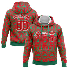 Загрузить изображение в средство просмотра галереи, Custom Stitched Red Red-Kelly Green 3D Christmas Trees Sports Pullover Sweatshirt Hoodie