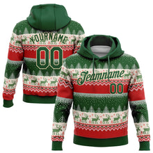 Загрузить изображение в средство просмотра галереи, Custom Stitched Red Green-Cream 3D Christmas Reindeers Sports Pullover Sweatshirt Hoodie