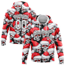 Загрузить изображение в средство просмотра галереи, Custom Stitched Red White-Black 3D Skulls And Christmas Santa's Hat Sports Pullover Sweatshirt Hoodie