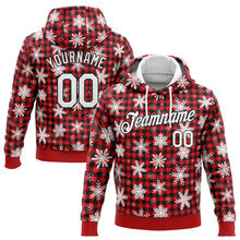Загрузить изображение в средство просмотра галереи, Custom Stitched Red White-Black 3D Christmas Plaid And Snow Sports Pullover Sweatshirt Hoodie