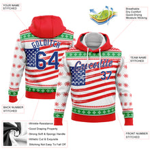 Load image into Gallery viewer, Custom Stitched Red Royal-Kelly Green 3D American Flag Sports Pullover Sweatshirt Hoodie