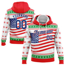 Load image into Gallery viewer, Custom Stitched Red Royal-Kelly Green 3D American Flag Sports Pullover Sweatshirt Hoodie