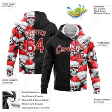 Загрузить изображение в средство просмотра галереи, Custom Stitched Black Red-White 3D Skulls And Christmas Santa's Hat Sports Pullover Sweatshirt Hoodie