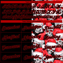 Загрузить изображение в средство просмотра галереи, Custom Stitched Black Red-White 3D Skulls And Christmas Santa's Hat Sports Pullover Sweatshirt Hoodie