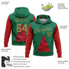 Загрузить изображение в средство просмотра галереи, Custom Stitched Kelly Green Old Gold-Red 3D Christmas Tree Sports Pullover Sweatshirt Hoodie