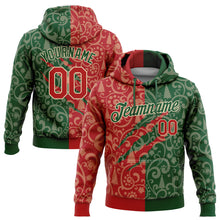 Загрузить изображение в средство просмотра галереи, Custom Stitched Green Red-Cream 3D Christmas Sports Pullover Sweatshirt Hoodie