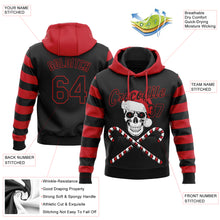 Загрузить изображение в средство просмотра галереи, Custom Stitched Red Black-White 3D Skulls And Christmas Santa's Hat Sports Pullover Sweatshirt Hoodie