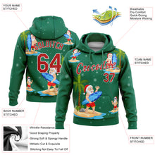 Загрузить изображение в средство просмотра галереи, Custom Stitched Kelly Green Red-White 3D Tropical Christmas Surfing Santas Sports Pullover Sweatshirt Hoodie
