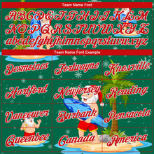 Загрузить изображение в средство просмотра галереи, Custom Stitched Kelly Green Red-White 3D Tropical Christmas Surfing Santas Sports Pullover Sweatshirt Hoodie