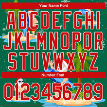 Загрузить изображение в средство просмотра галереи, Custom Stitched Kelly Green Red-White 3D Tropical Christmas Surfing Santas Sports Pullover Sweatshirt Hoodie