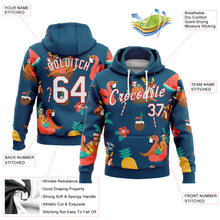 Загрузить изображение в средство просмотра галереи, Custom Stitched Navy White-Red 3D Tropical Christmas Santas With Reindeers And Flamingos Sports Pullover Sweatshirt Hoodie