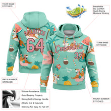 Загрузить изображение в средство просмотра галереи, Custom Stitched Aqua Medium Pink-Brown 3D Tropical Christmas Santas With Reindeers And Flamingos Sports Pullover Sweatshirt Hoodie