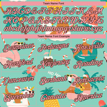 Загрузить изображение в средство просмотра галереи, Custom Stitched Aqua Medium Pink-Brown 3D Tropical Christmas Santas With Reindeers And Flamingos Sports Pullover Sweatshirt Hoodie