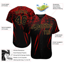 Загрузить изображение в средство просмотра галереи, Custom Black Black Red-Old Gold 3D Pattern Design Authentic Baseball Jersey