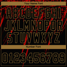 Загрузить изображение в средство просмотра галереи, Custom Black Black Red-Old Gold 3D Pattern Design Authentic Baseball Jersey