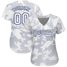 Laden Sie das Bild in den Galerie-Viewer, Custom White White-Navy 3D Pattern Design Authentic Baseball Jersey
