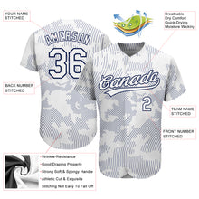 Laden Sie das Bild in den Galerie-Viewer, Custom White White-Navy 3D Pattern Design Authentic Baseball Jersey