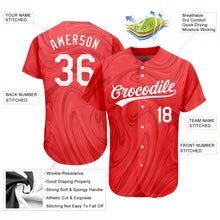 Load image into Gallery viewer, Custom Red White 3D Pattern Design Authentic Baseball Jersey