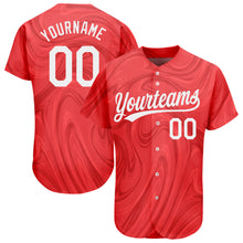 Load image into Gallery viewer, Custom Red White 3D Pattern Design Authentic Baseball Jersey